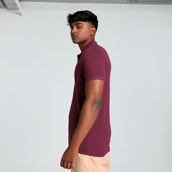 Men's Contrast Button Slim Fit Polo, Dark Jasper, extralarge-IND