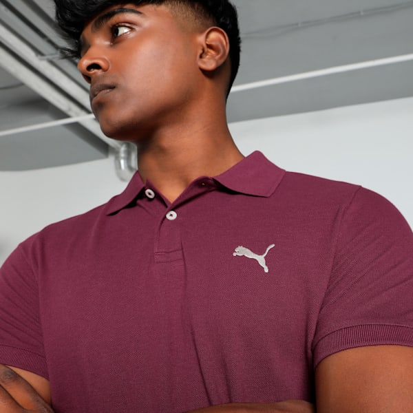 Men's Contrast Button Slim Fit Polo, Dark Jasper, extralarge-IND