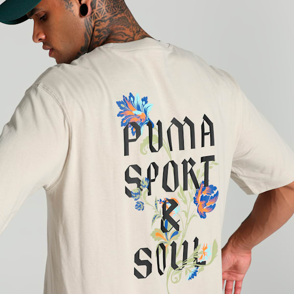 Floral Sport Men's Boxy Tee, Desert Dust, extralarge
