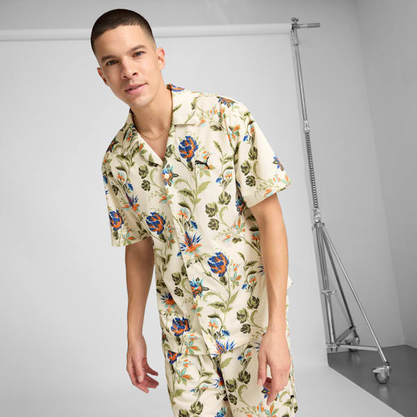 Camisa estampada floral deportiva para hombre, Alpine Snow, extralarge