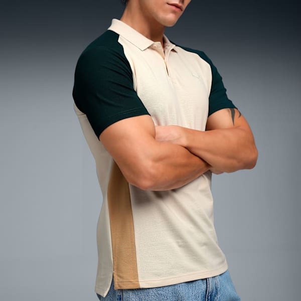 Essentials Collar Tipping Men's Polo, Alpine Snow-Green Terrain, extralarge-IND