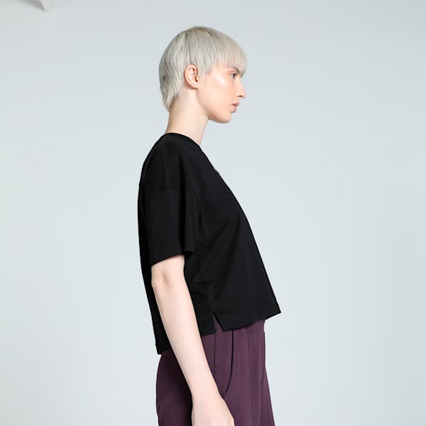 HER Women's Relaxed Fit Cropped Tee, PUMA Black, extralarge-IND