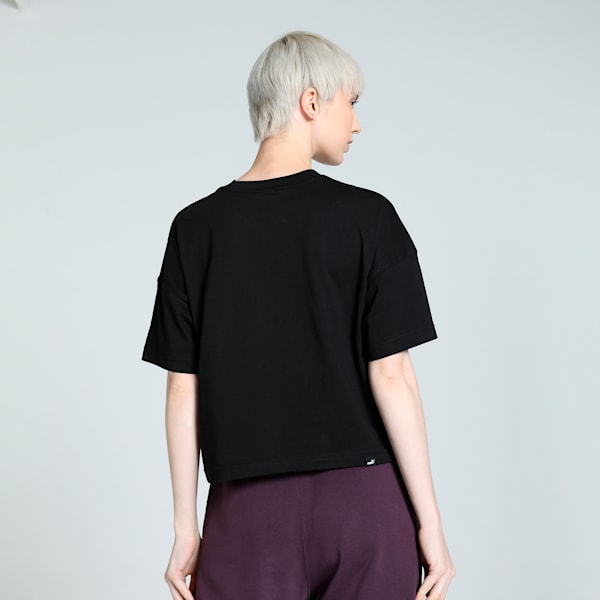 HER Women's Relaxed Fit Cropped Tee, PUMA Black, extralarge-IND