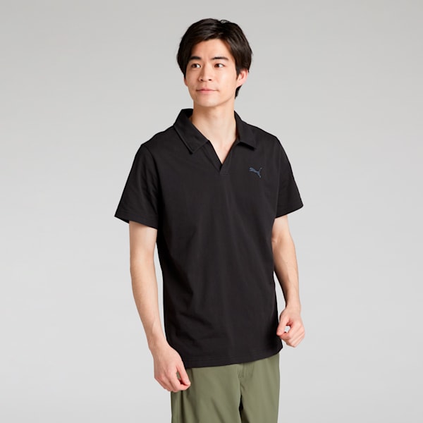 メンズ ベーシック ワンポイント 半袖 ポロシャツ, PUMA Black, extralarge-JPN