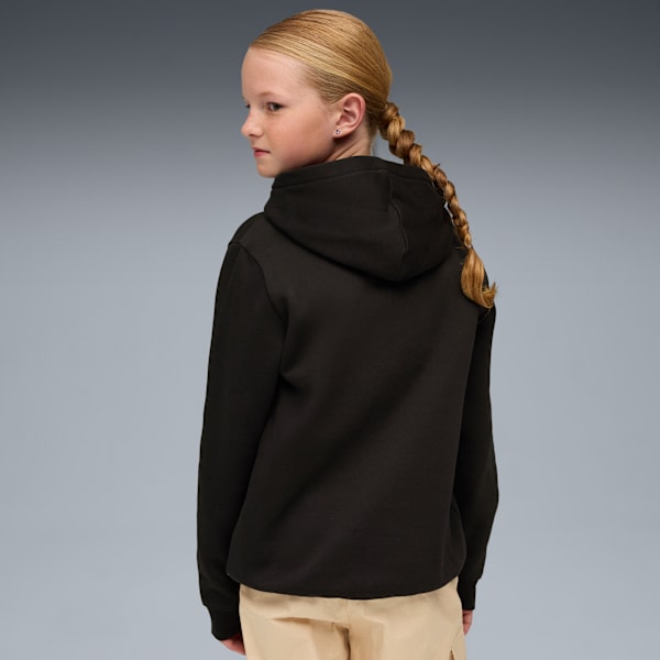 Essentials Metallic Girls' Fleece Hoodie, PUMA Black-metallic gold, extralarge-IND