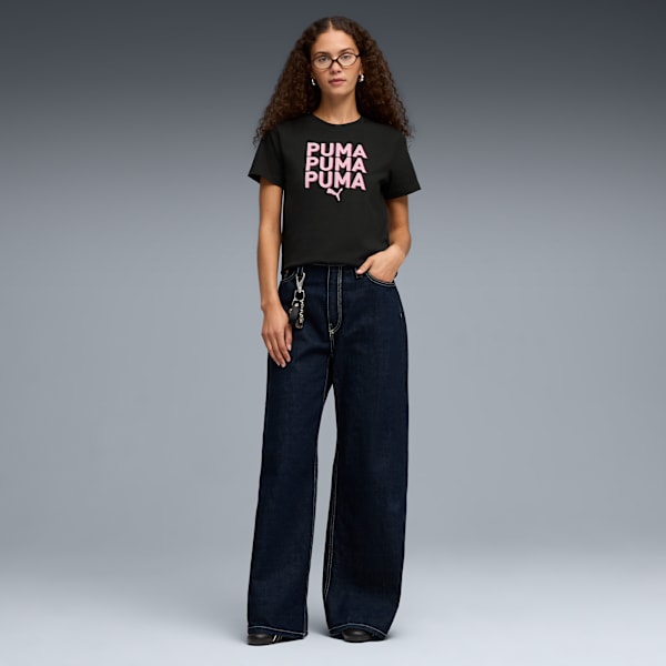 Playera estampada Stacked para mujer, PUMA Black, extralarge