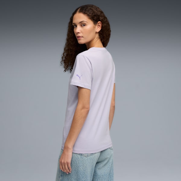 Playera estampada Stacked para mujer, Lilac Crush, extralarge