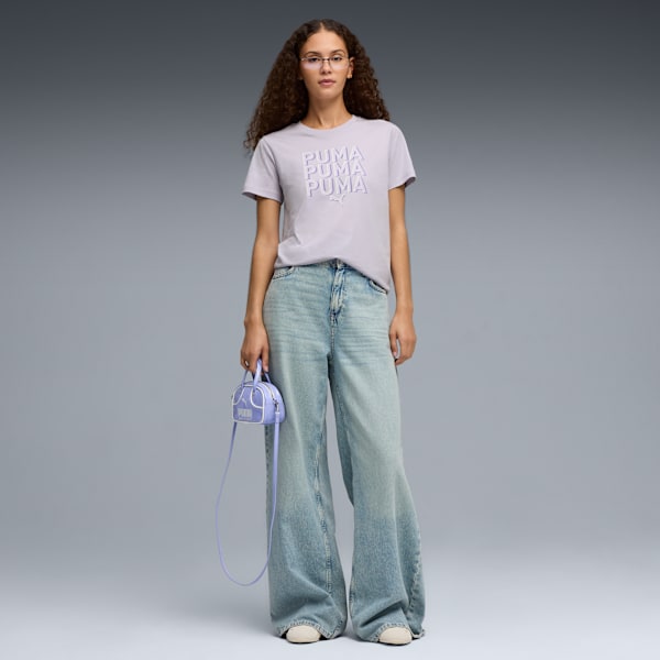 Playera estampada Stacked para mujer, Lilac Crush, extralarge