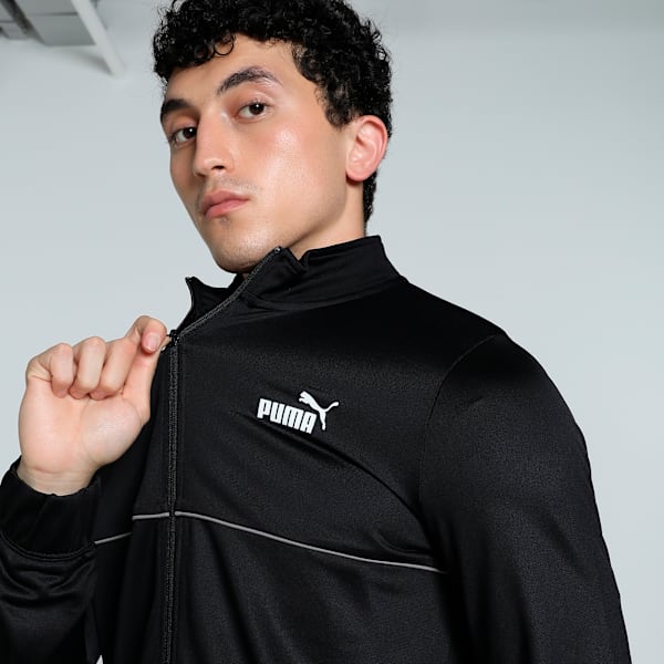 Poly Piping Men's Tracksuit, PUMA Black-Cast Iron, extralarge-IND