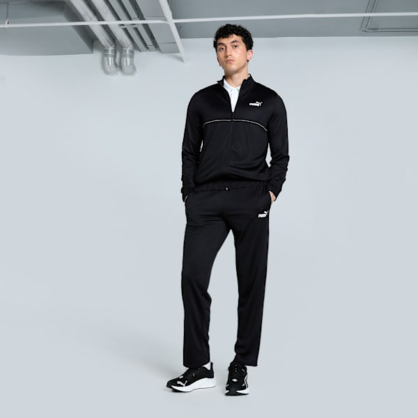 Poly Piping Men's Tracksuit, PUMA Black-Cast Iron, extralarge-IND