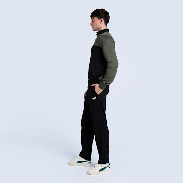 Men's Colorblock Tracksuit, PUMA Black-Loden Green, extralarge-IND