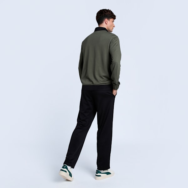 Men's Colorblock Tracksuit, PUMA Black-Loden Green, extralarge-IND