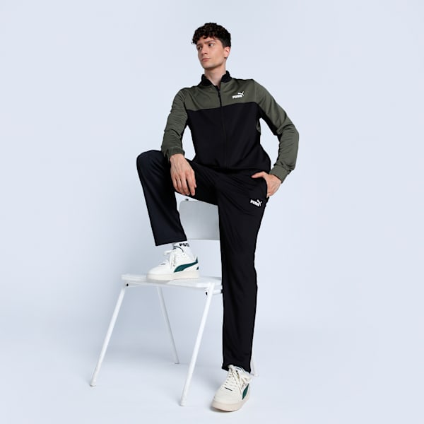 Men's Colorblock Tracksuit, PUMA Black-Loden Green, extralarge-IND
