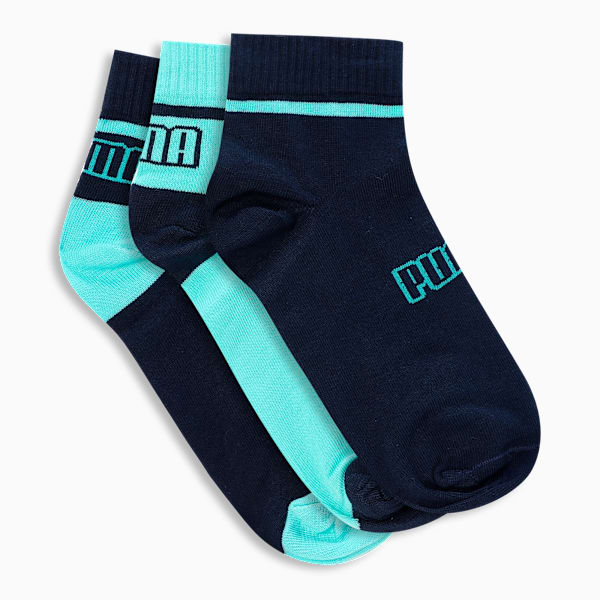 Sportstyle Quarter Socks (Pack of 3), PUMA Navy-Mint-PUMA Navy, extralarge-IND