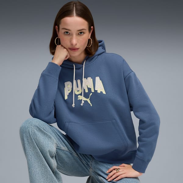 Pull à capuchon féminin Essentials Double Up de PUMA, Dark Indigo, extralarge