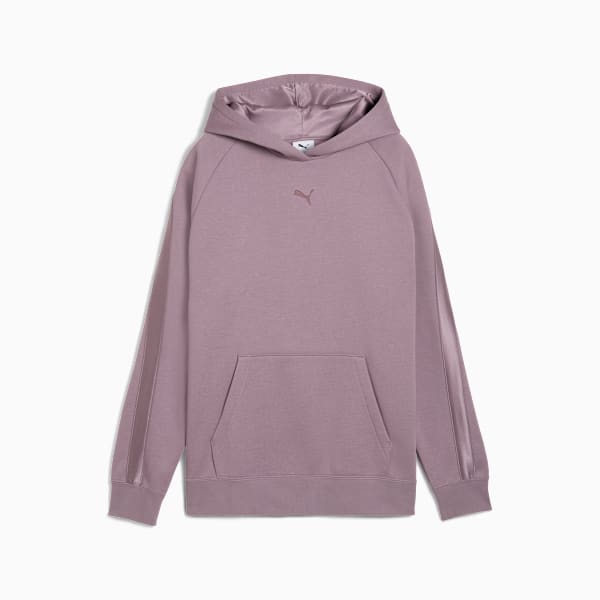 Sudadera con capucha Essentials Elevated de satén para mujer, Plum Jam, extralarge