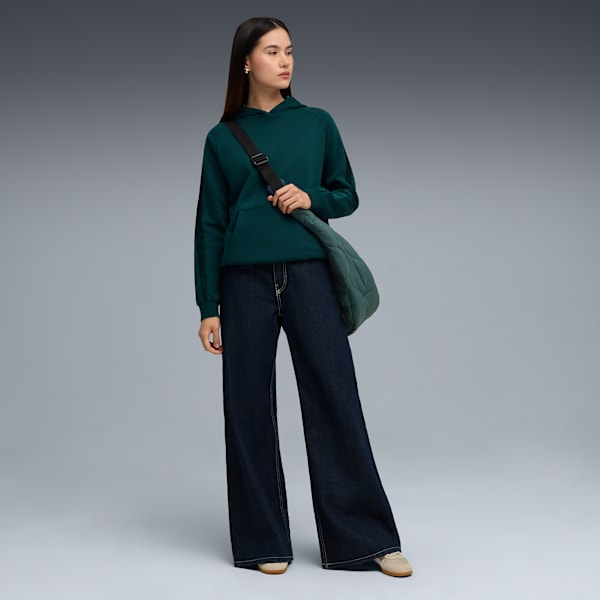 Sudadera con capucha Essentials Elevated de satén para mujer, Green Terrain, extralarge