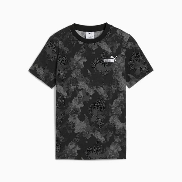 Essentials Camo All-Over Print Tee Youth, PUMA Black, extralarge-GBR
