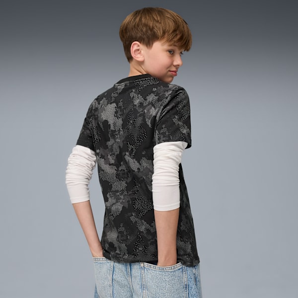 Essentials Camo All-Over Print Tee Youth, PUMA Black, extralarge-GBR