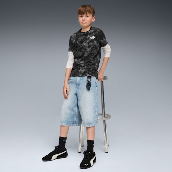 Essentials Camo All-Over Print Tee Youth, PUMA Black, extralarge-GBR