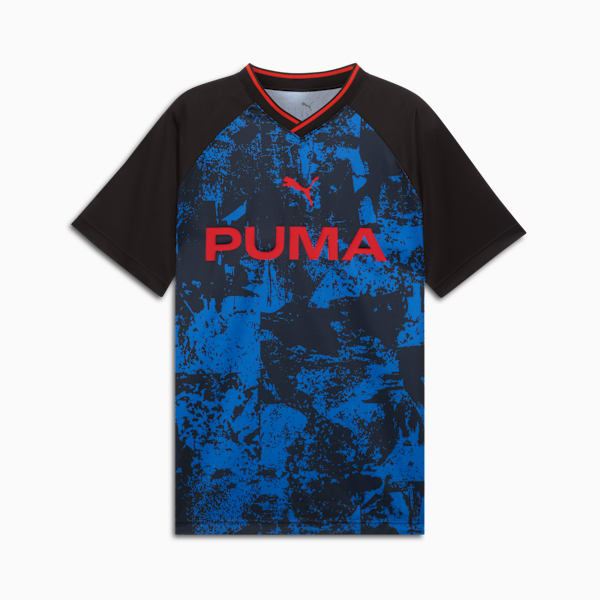 ESS AOP SS Jersey Men, PUMA Black-Team Regal Red, extralarge