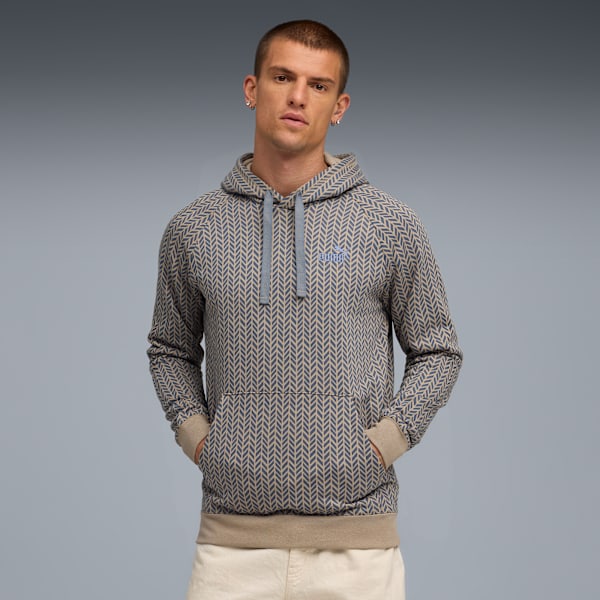 Essentials Herringbone AOP Hoodie Men, Ice Coffee, extralarge