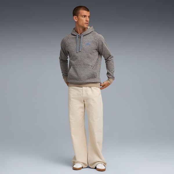 Essentials Herringbone AOP Hoodie Men, Ice Coffee, extralarge