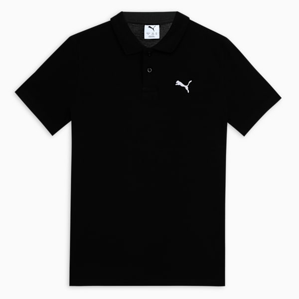 Essentials Pique Youth Short Sleeve Polo T-shirt, PUMA Black, extralarge-IND