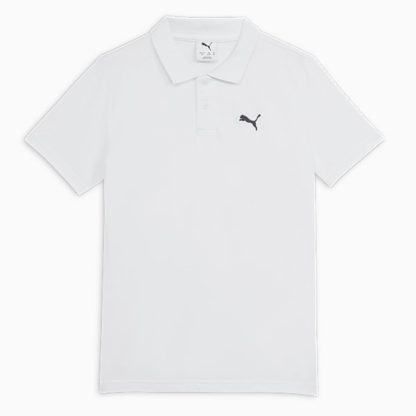 Essentials Pique Youth Short Sleeve Polo T-shirt, PUMA White, extralarge-IND