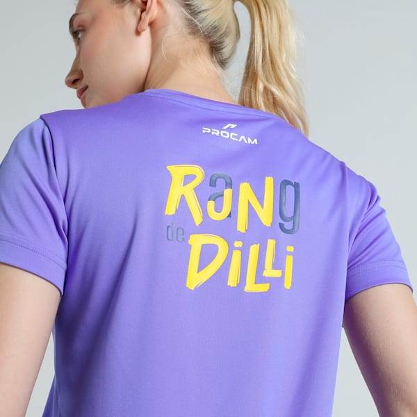 Vedanta Delhi Half Marathon Women's Graphic Running Tee, Dark Amethyst, extralarge-IND