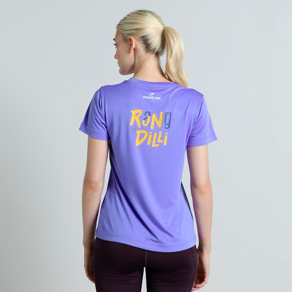 Vedanta Delhi Half Marathon Women's Graphic Running Tee, Dark Amethyst, extralarge-IND