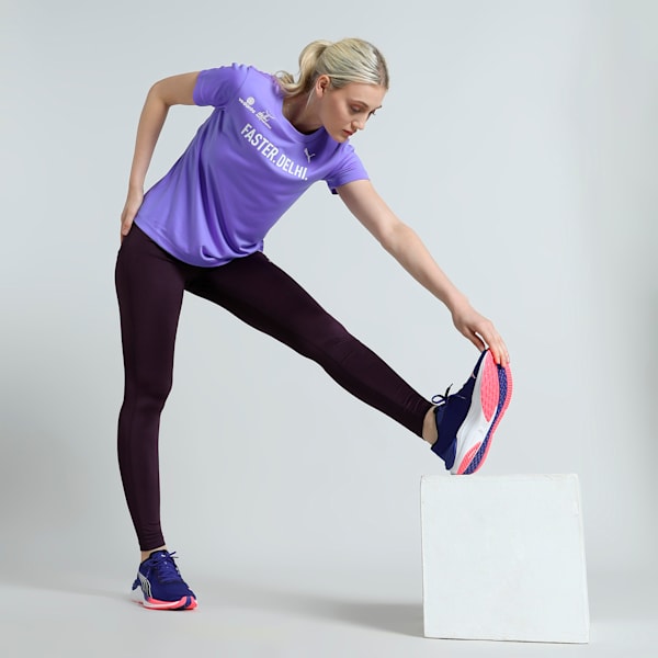 Vedanta Delhi Half Marathon Women's Graphic Running Tee, Dark Amethyst, extralarge-IND