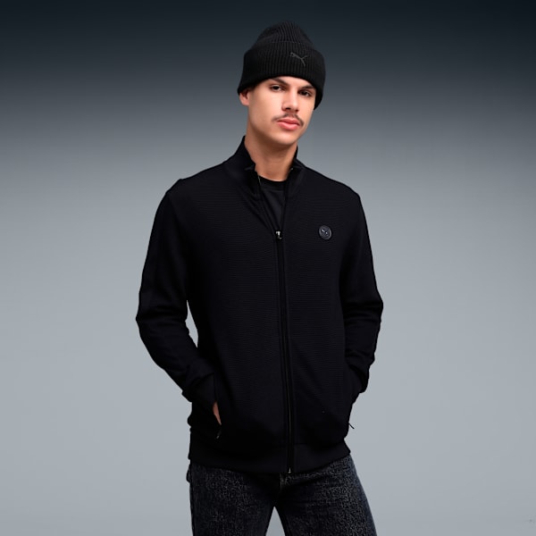 Wardrobe Essentials Men's Ottoman Full Zip Jacket, PUMA Black, extralarge-IND