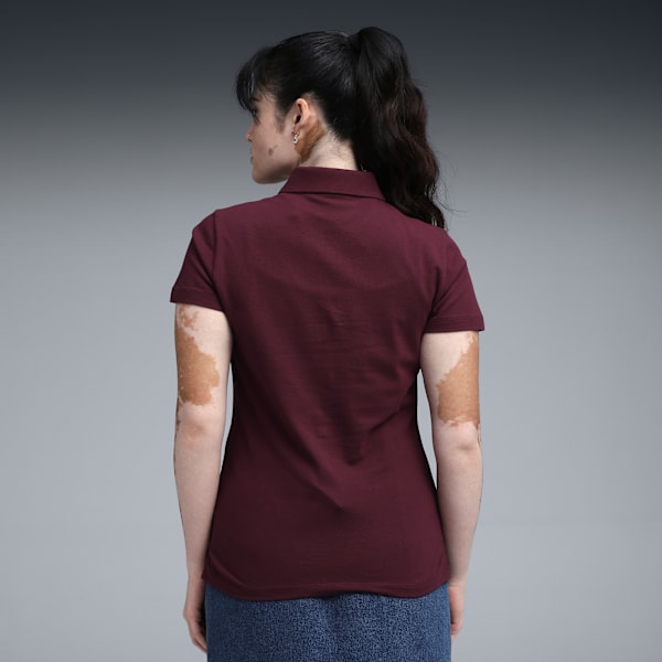 Essentials Elevated Women's Regular Fit Logo Polo T-shirt, Ruby Shimmer, extralarge-IND