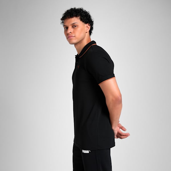 Essentials Contrast Tipping Men's Slim Fit Polo, Cotton Black, extralarge-IND