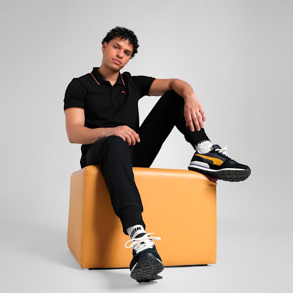 Essentials Contrast Tipping Men's Slim Fit Polo, Cotton Black, extralarge-IND