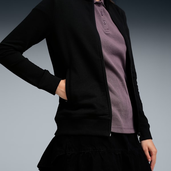 Essentials Women's Zippered Sweat Jacket, PUMA Black, extralarge-IND