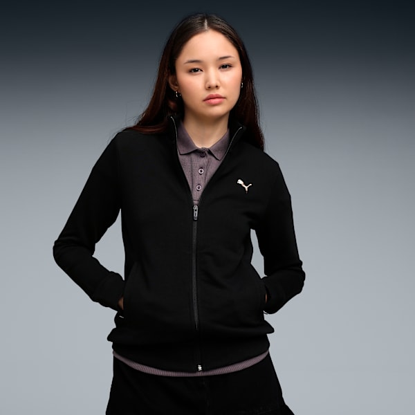 Essentials Women's Zippered Sweat Jacket, PUMA Black, extralarge-IND