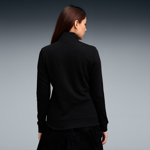 Essentials Women's Zippered Sweat Jacket, PUMA Black, extralarge-IND