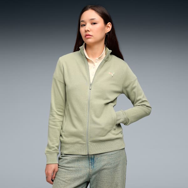Essentials Women's Zippered Sweat Jacket, Lux Army, extralarge-IND