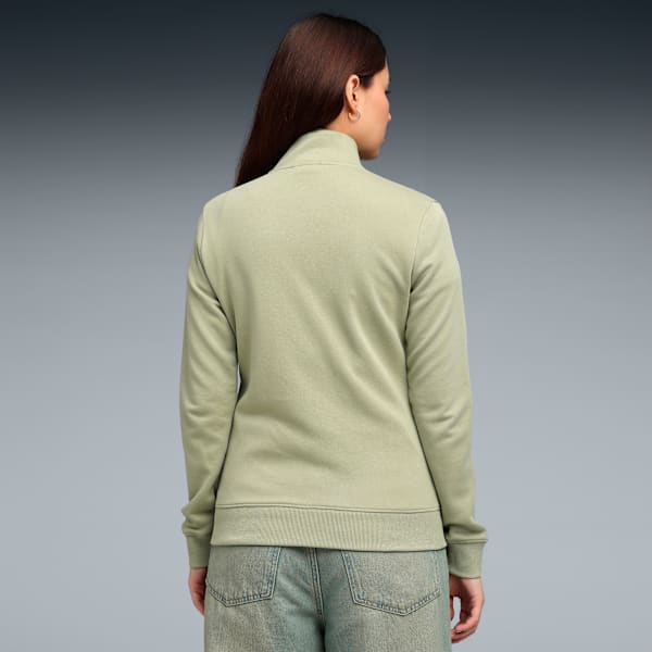 Essentials Women's Zippered Sweat Jacket, Lux Army, extralarge-IND