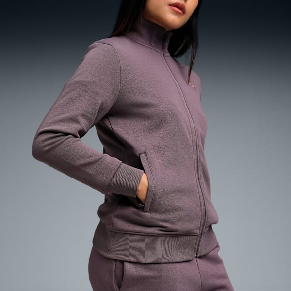 Essentials Women's Zippered Sweat Jacket, Raisin, extralarge-IND