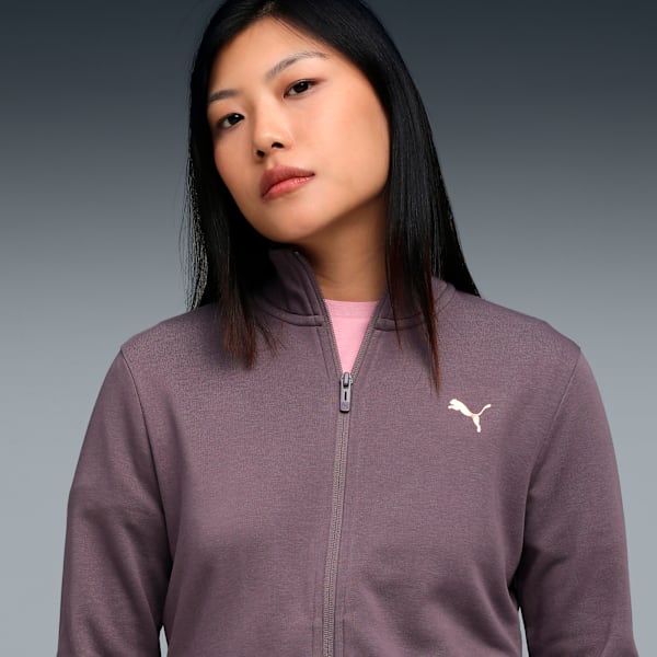 Essentials Women's Zippered Sweat Jacket, Raisin, extralarge-IND
