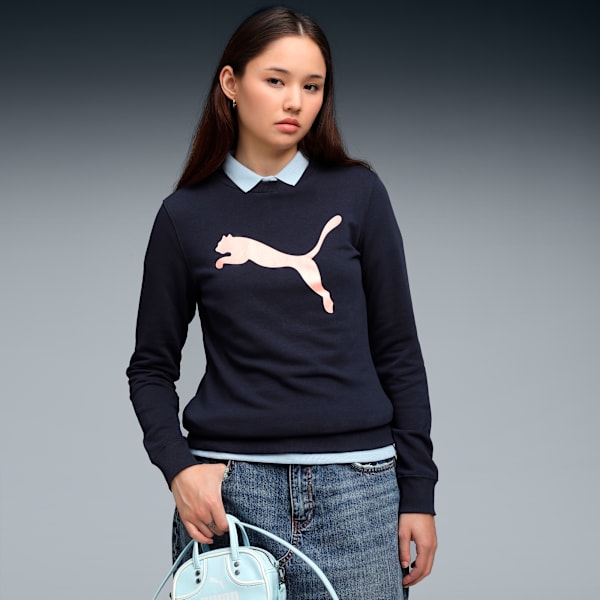 Essentials Puma Logo Women’s Regular Fit Crew Sweatshirt, New Navy, extralarge-IND