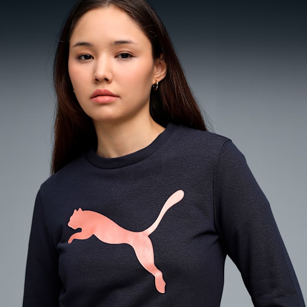 Essentials Puma Logo Women’s Regular Fit Crew Sweatshirt, New Navy, extralarge-IND