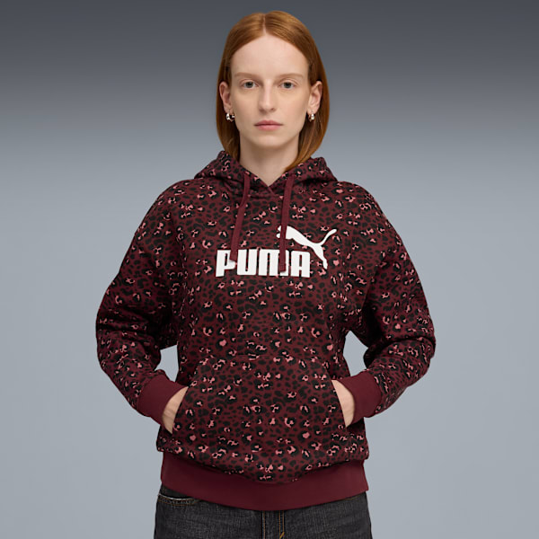 Sudadera con capucha ESS GRAPHIC Animal para mujer, Ruby Shimmer, extralarge