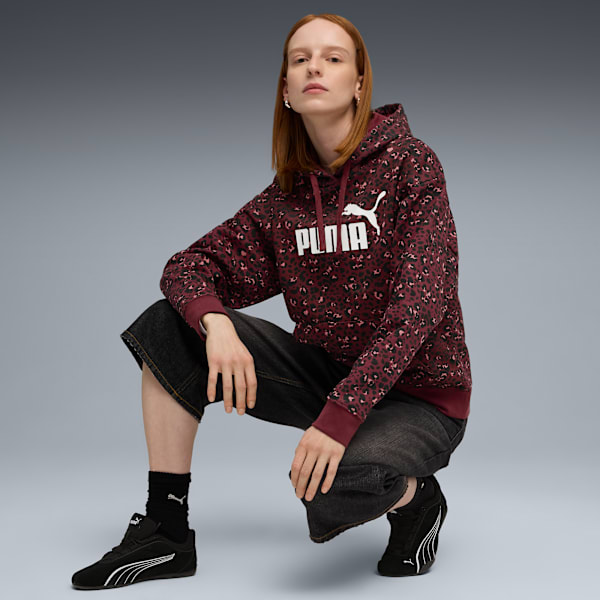 ESS GRAPHIC Animal Hoodie Women, Ruby Shimmer, extralarge