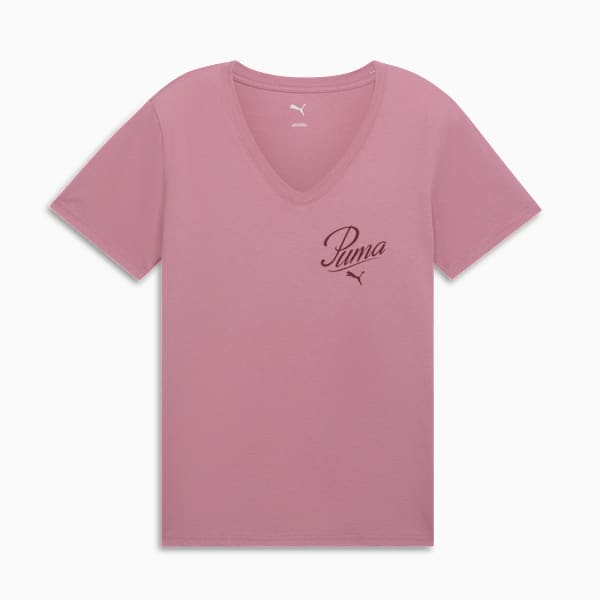 Essentials Script V-Neck Tee Women, Poised Pink, extralarge