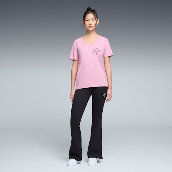 Essentials Script V-Neck Tee Women, Poised Pink, extralarge