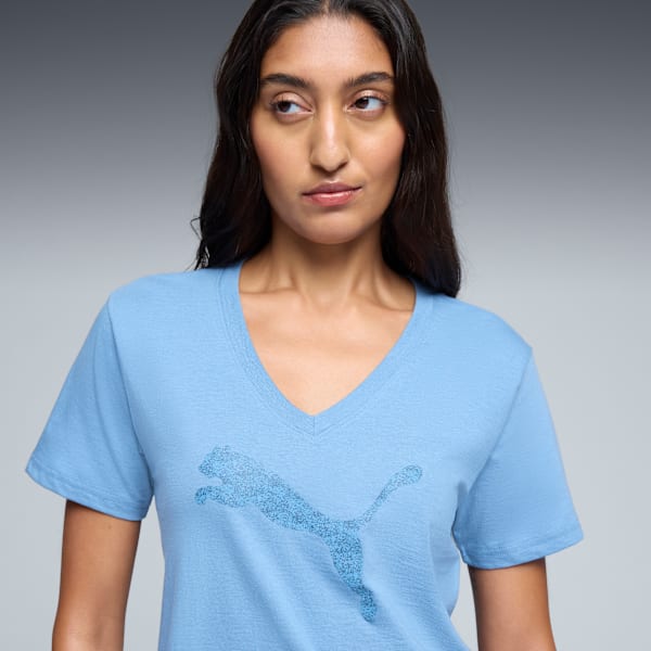 Graphic Pebble V-Neck Tee Women, Cool Blue, extralarge